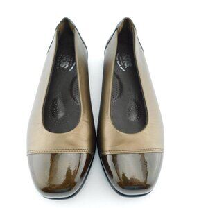 Unworn SAS Tripad Bronze Metallic Cap Toe Leather Slip-on Loafer Flats 6 W
